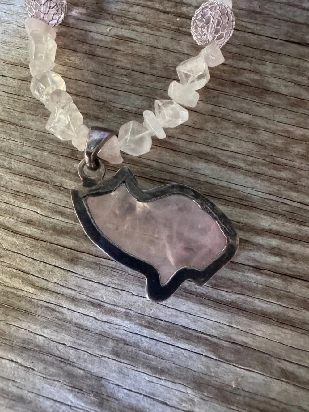 Charles Albert Sterling Rose Quartz Cat Pendant Necklace 16” Beaded Artisan - Picture 13 of 16